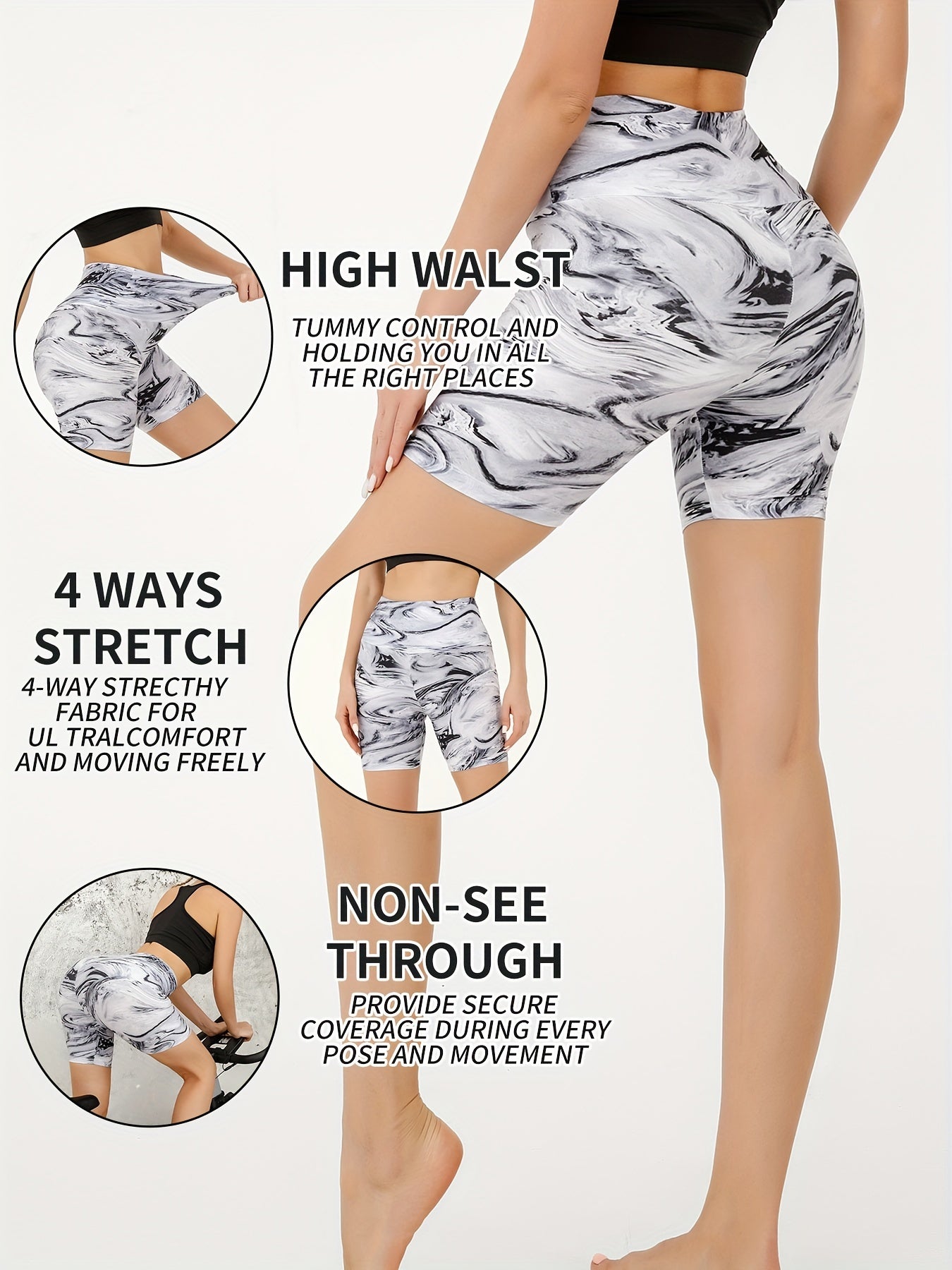 Tie Dye High Waist Biker Shorts for Women No See Through