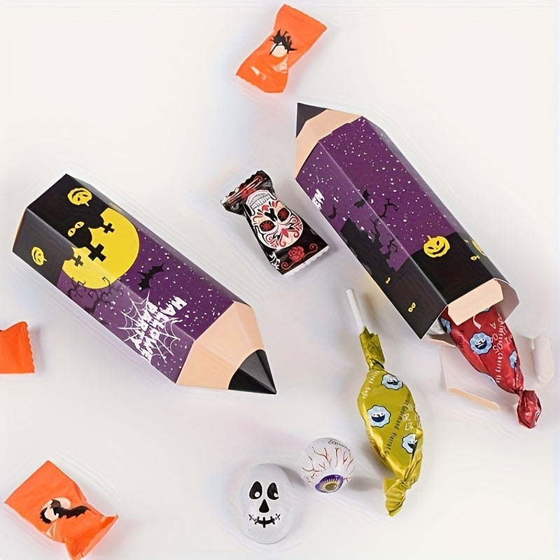 10pcs Halloween Cartoon Pencil Candy Packaging Box Party Decor