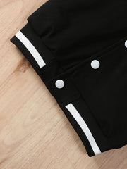 Boys Letter A Embroidered Varsity Jacket Long Sleeve with Baseball Collar