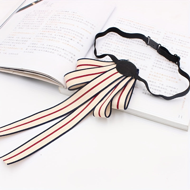 Striped Ribbon Khaki Bow Tie Pre-tied Neckties