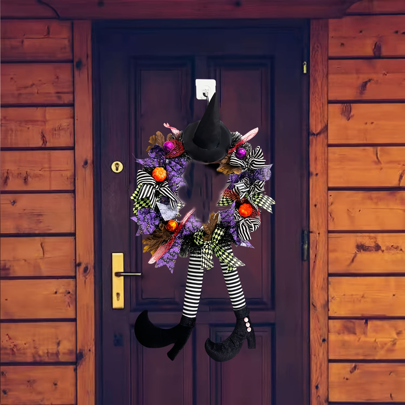 Halloween Witch Wreath Harvest Wizard Door Hanging