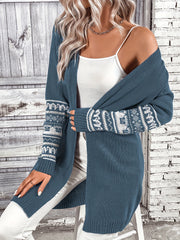 Women's Plus Geo Print Open Front Cardigan