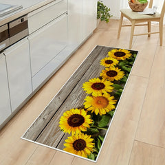 Sunflower Kitchen Rug Absorbent Non Slip Stain Resistant Waterproof Mat