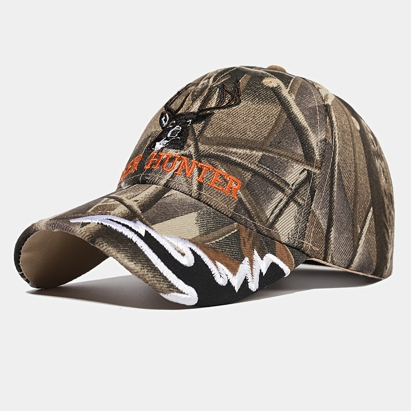 Deer Embroidery Camo Baseball Cap Outdoor Fishing Sunscreen Peaked Cap