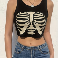 Skeleton Print Tank Top Sleeveless Summer Tank Top Women's Clothing