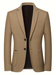 Casual Lapel Sports Coat Men's Waffle Pattern Blazer Spring Fall Business