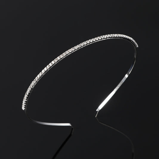 Rhinestone Bezel Hairband Metal Headband Hair Hoop Pearl Hairbands