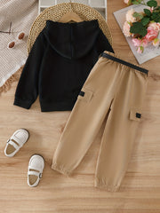 YORK Girl's Hoodie & Cargo Pants Set for Toddler Kids
