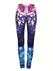 Ombre Graffiti Yoga Leggings Ankle Length Pants Women's Activewear