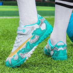Girl's Turf Football Boots With Rotating Buckle Anti-Skid TF Soccer Cleats