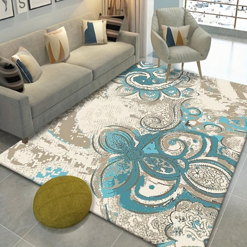 Vintage Floral Area Rug Soft Non Slip TPR Base Carpet