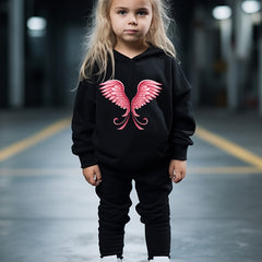 OERYUI 2pcs Sweet Wings Print Hoodies Pants Set for Spring Fall
