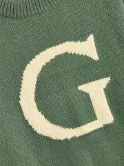 Men's ''G'' Pattern Sweater Warm Knit Pullover