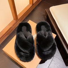 Women's Cross Strap Slippers Platform Shoes Winter Comfortable Slippers