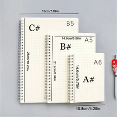 80 Sheet Coil Notebook PP Cover Horizontal Line Grid Inner Page Spiral Hardcover