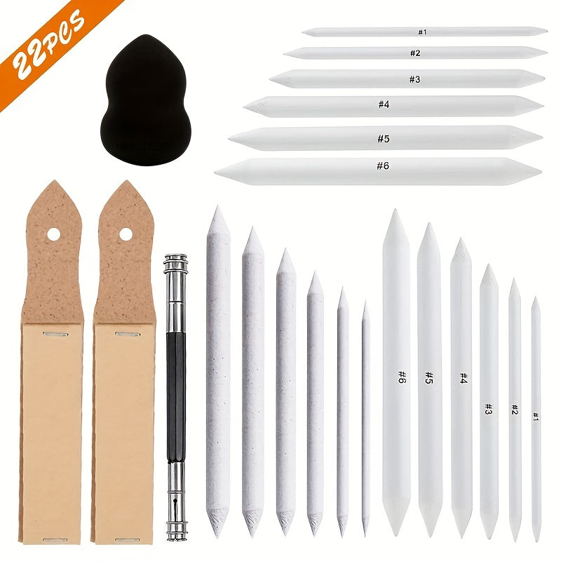 22Pcs Blending Stumps&Tortillions Set Art Blenders