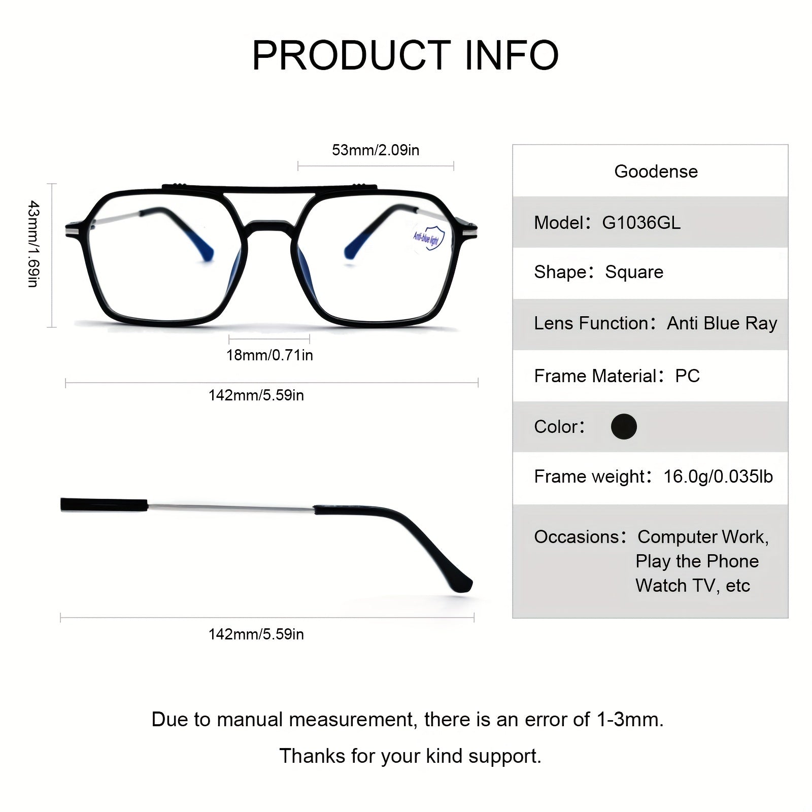 Men's Anti Light Reading Glasses With Pounch
