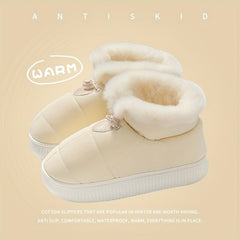 Plush Lined Slipper Boots Waterproof Thermal Snow Boots