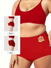 3-Pack Women's Plus Size Graphic Elastic Tummy Control Panties Set