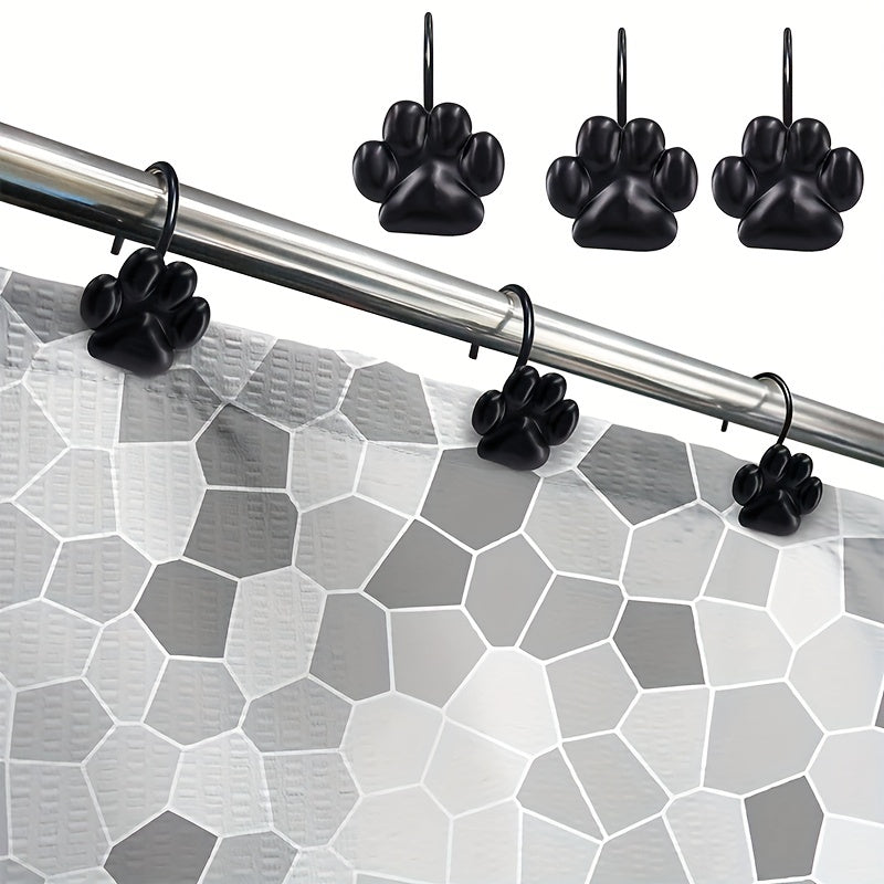 12pcs Cat Paw Print Shower Curtain Hook Bathroom Accessories