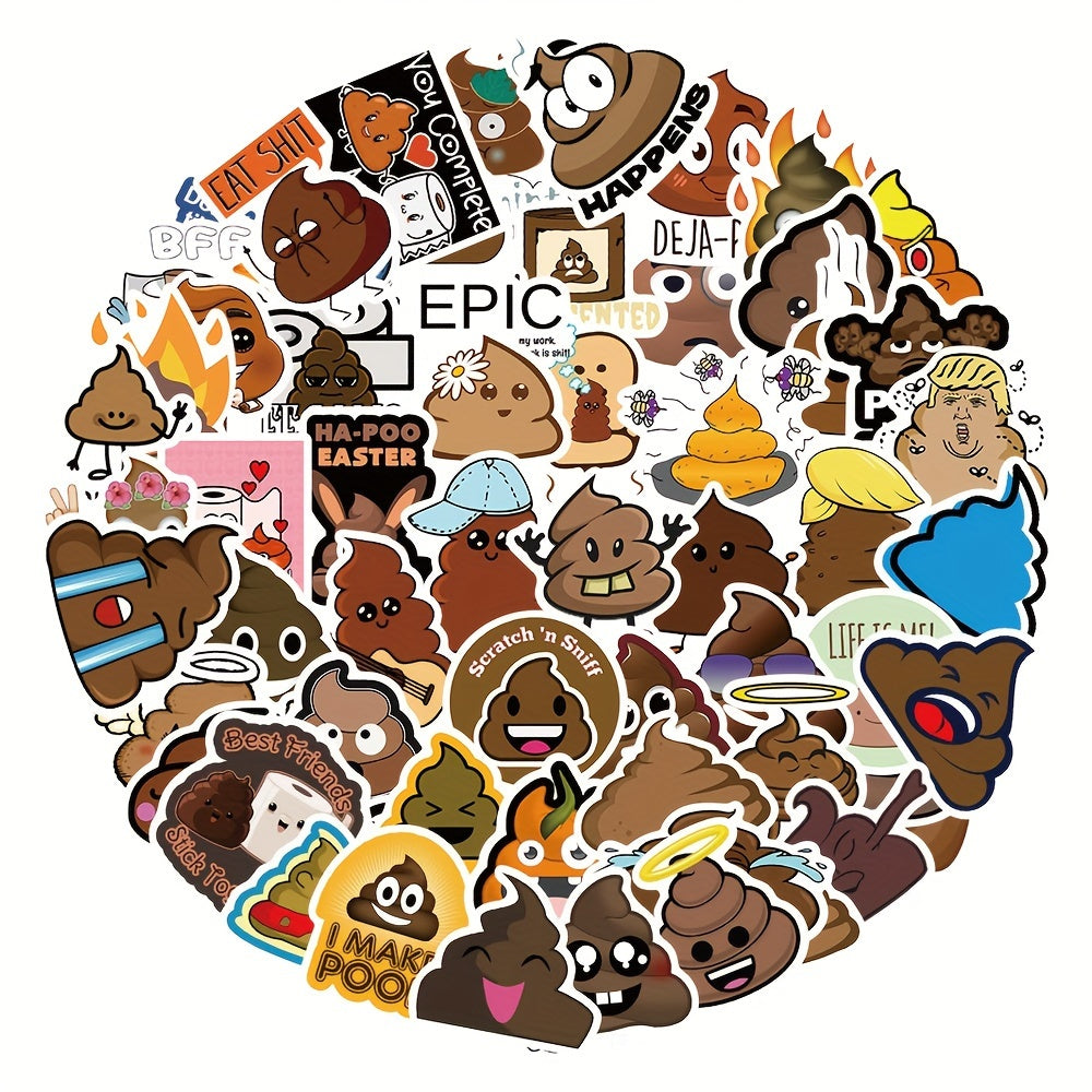 60pcs Cartoon Prank Toilet Expression Stickers Waterproof Vinyl Stickers
