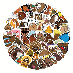60pcs Cartoon Prank Toilet Expression Stickers Waterproof Vinyl Stickers