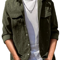 Men's Corduroy Button Long Sleeves Shirt Jacket