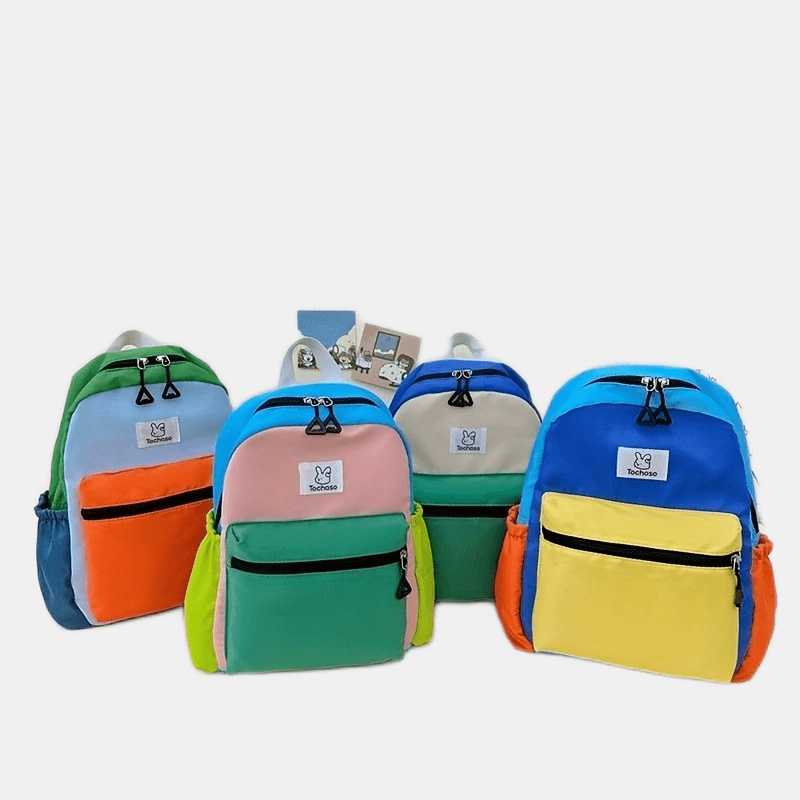 Children's Block Backpack Canvas Large Capacity Schoolbag