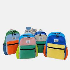 Children's Block Backpack Canvas Large Capacity Schoolbag