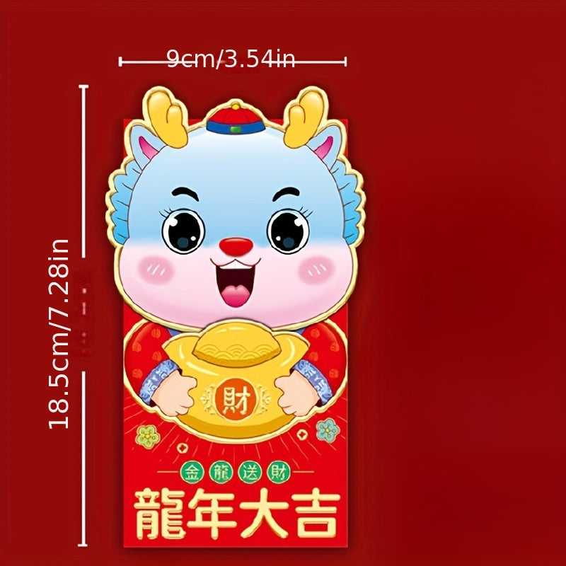 6pcs Dragon Zodiac Red Packet Creative 3D Lucky Money Envelope Year Red Envelope