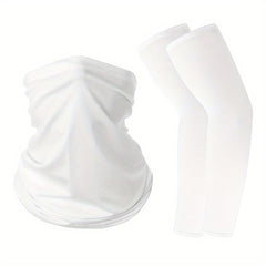 2pcs Outdoor Sunscreen Neck Gaiter Riding Mask And Sunshade Sleeve Set