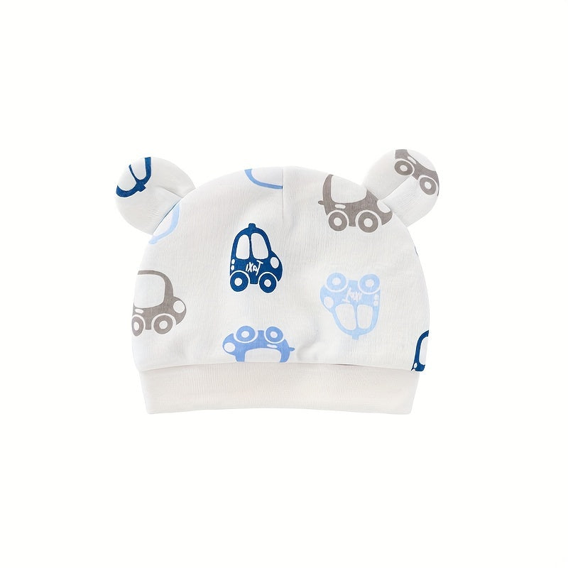 Cute Cartoon Print Thin Baby Fetal Cap for 0-3 Months