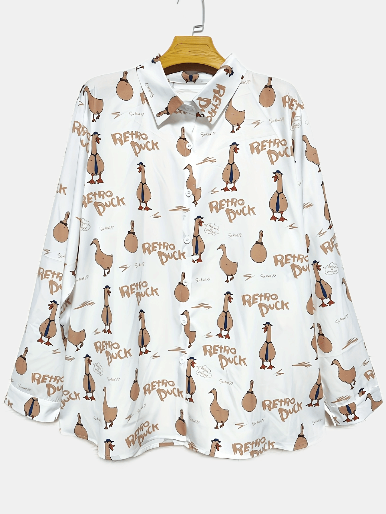 Casual Blouse Women's Plus Duck & Letter Print Blouse