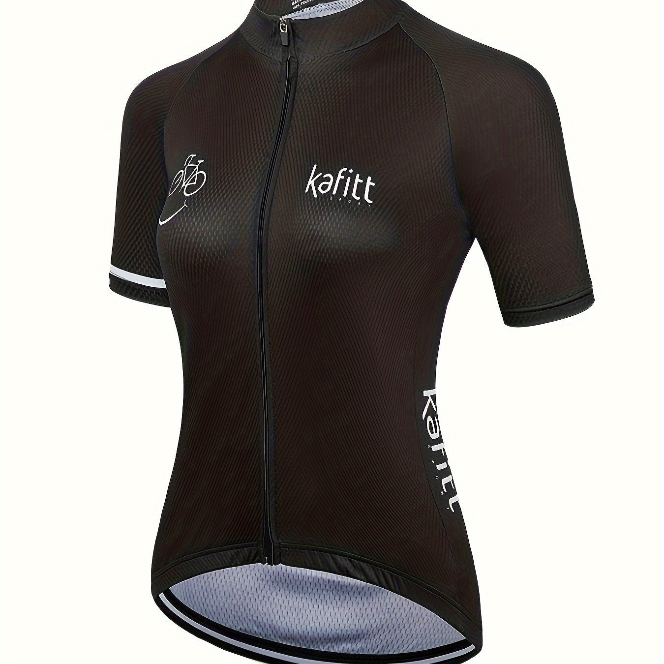 Slimming Zipper Front Cycling T-Shirt Short Sleeve Moisture Wicking Top