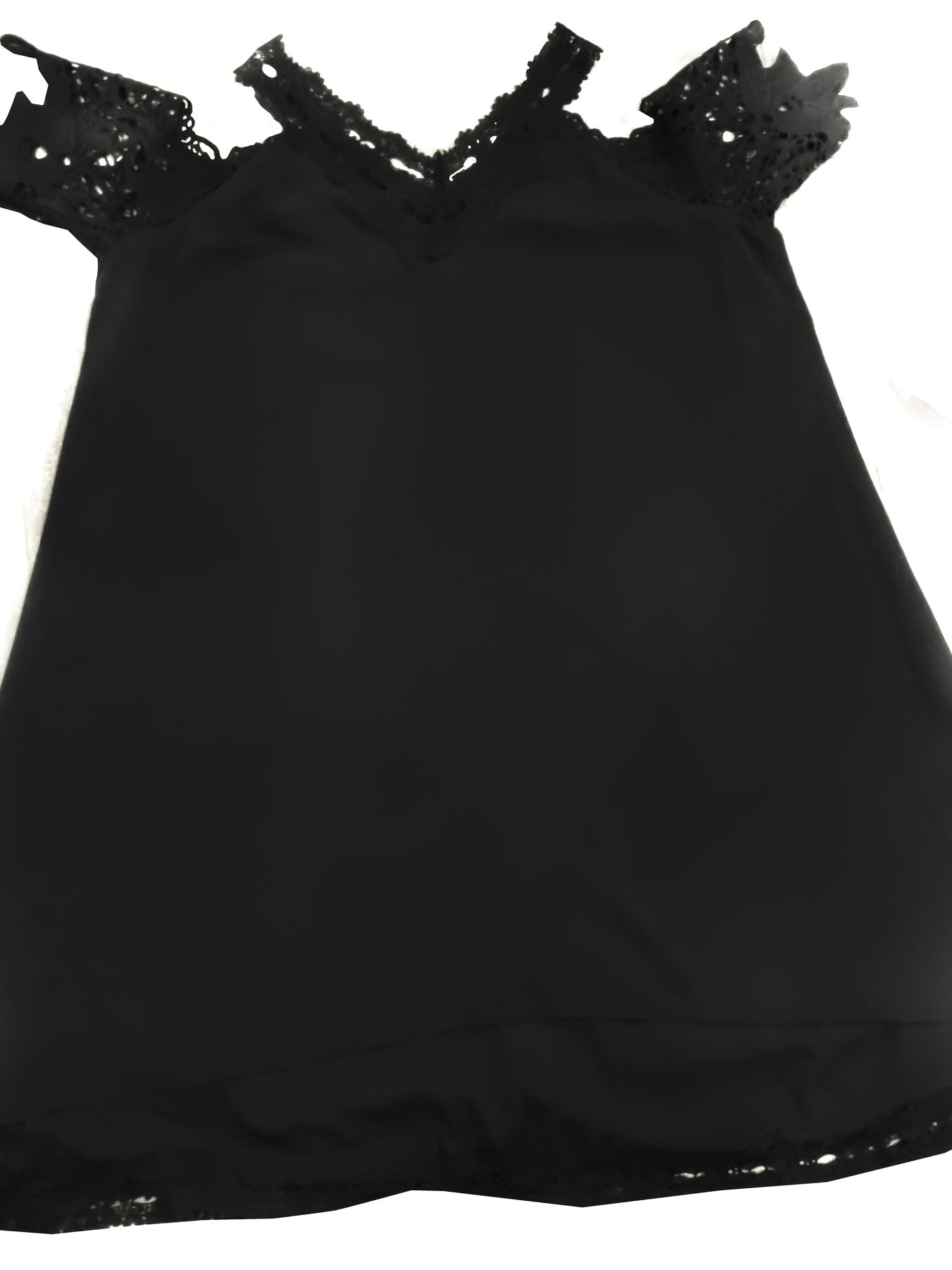 Cold Shoulder Lace Panel V Neck Dress