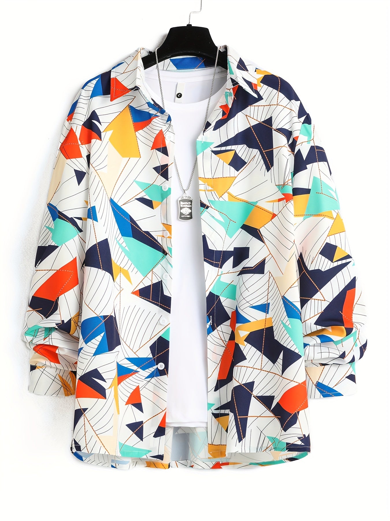 Geometric Print Men's Long Sleeve Shirt