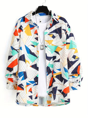 Geometric Print Men's Long Sleeve Shirt