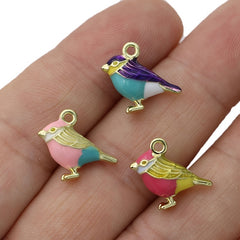 5Pcs 3D Birds Charm Pendant for Jewelry Making DIY Craft