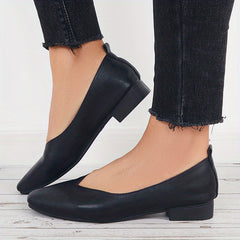 Women's Pointed Toe Ballet Flats Slip On PU Leather Shoes