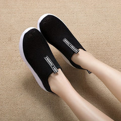 Women's Slip-on Wedge Sneakers Mesh Outdoor Walking Shoes