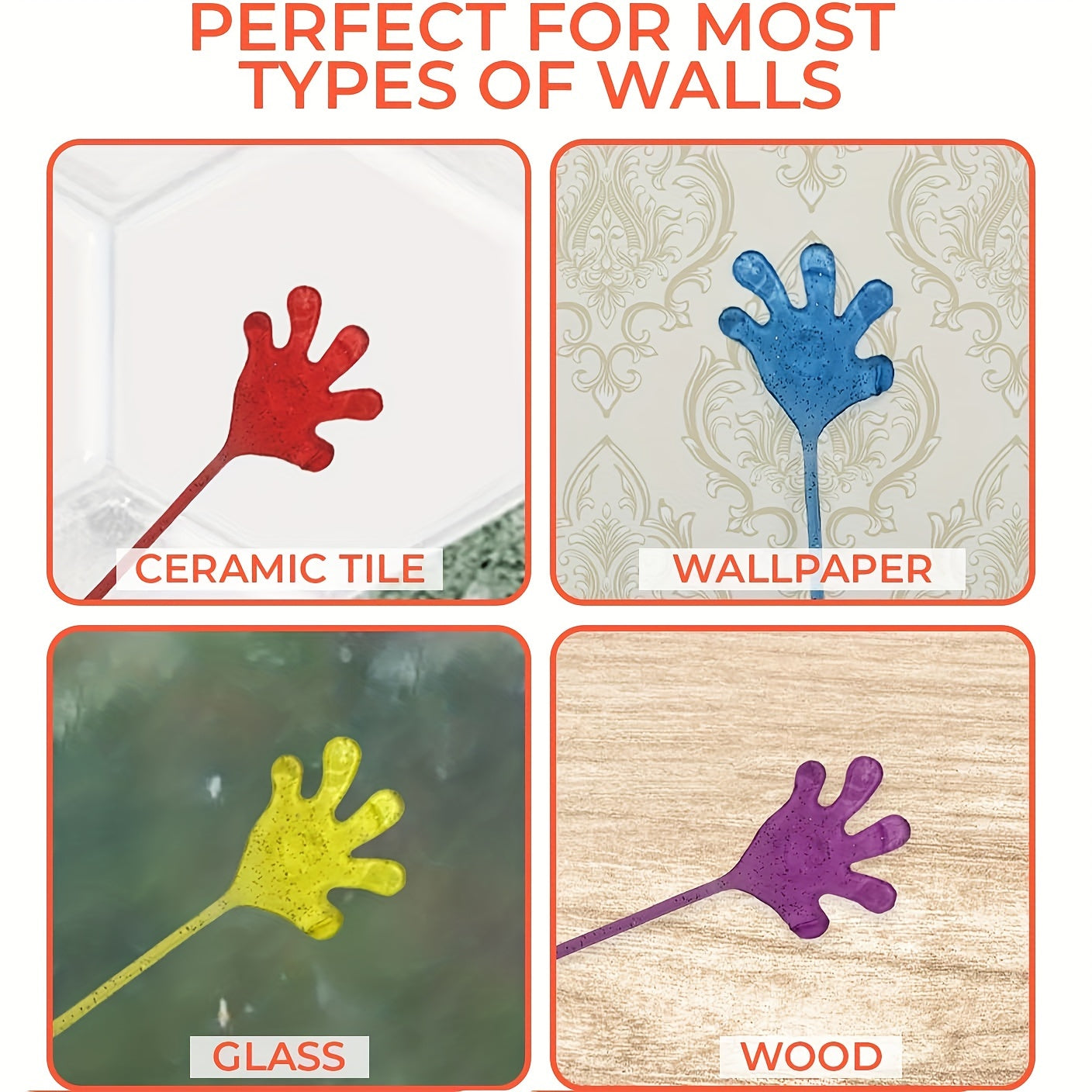 24pcs Glitter Sticky Hands for Kids Sensory Fidget Toy