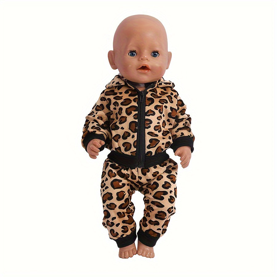 Leopard Print Baby Clothes Set for 16-18 Inch Dolls - No Doll