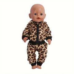 Leopard Print Baby Clothes Set for 16-18 Inch Dolls - No Doll