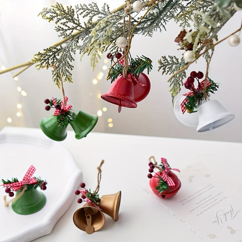 4pcs Christmas Bell Ornaments Red Green Golden Tree Decoration Gift