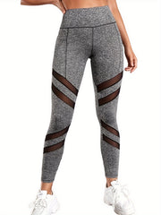 Mesh Insert High Rise Yoga Leggings with Pockets