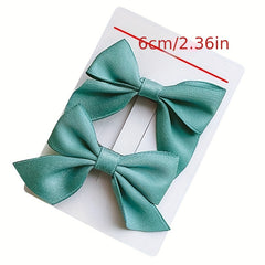 6 Pairs Solid Bow Decorative Hair Accessories for Girls