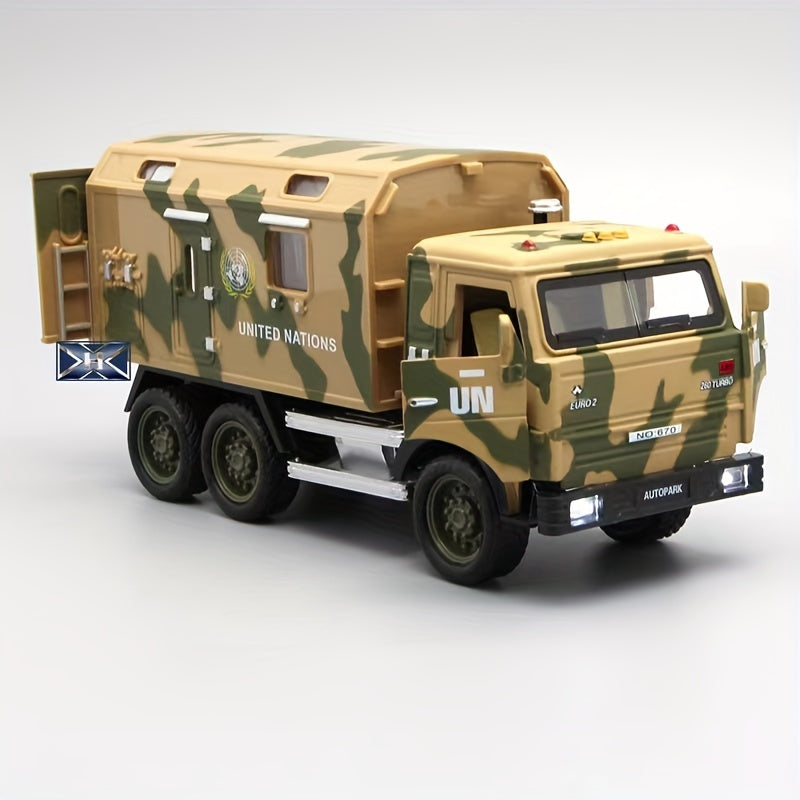 1/32 Military Transport Car Alloy Model With Sound And Light Toy