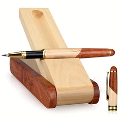 Wooden Gel Pen Gift Set in Rollerball Pen Holder Box with Refills