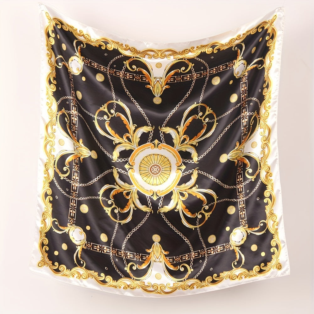 Classic Print Square Scarf Satin Shawl Silk Bandana Hijab Head Wraps