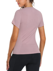 Seamless Breathable Sports Tee Round Neck Yoga Top Women's Activewear